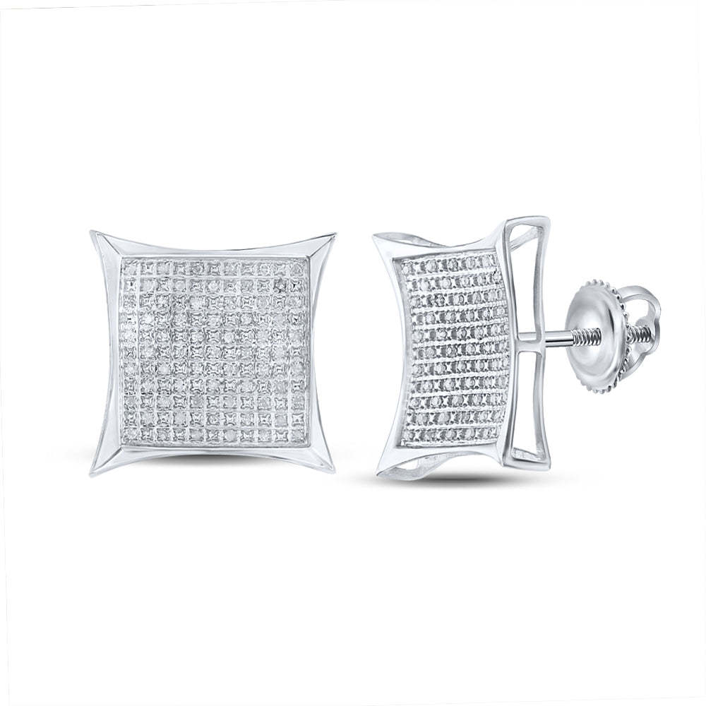 Sterling Silver 1/3Ct-Dia Micro-Pave Mens Earring
