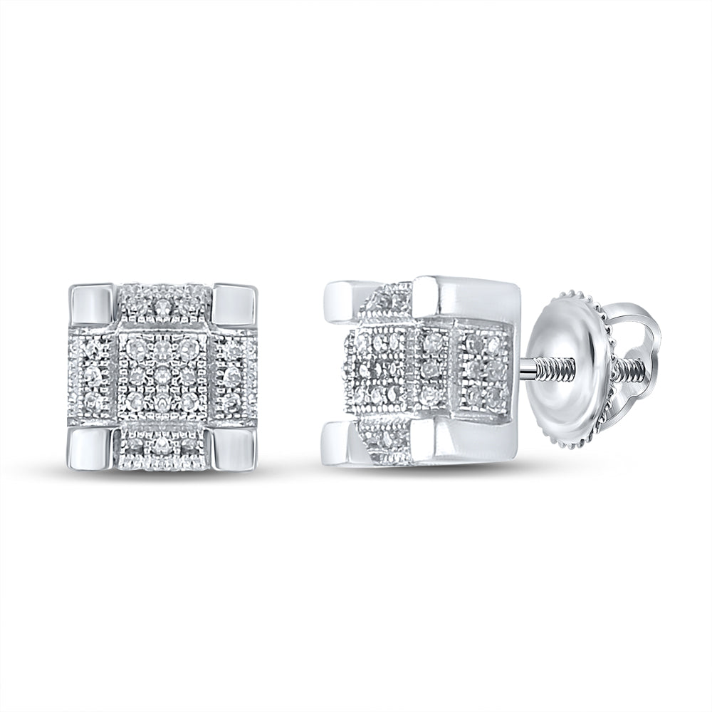 Sterling Silver 1/4Ct-Dia Micro-Pave Earrings (2.73 grams)