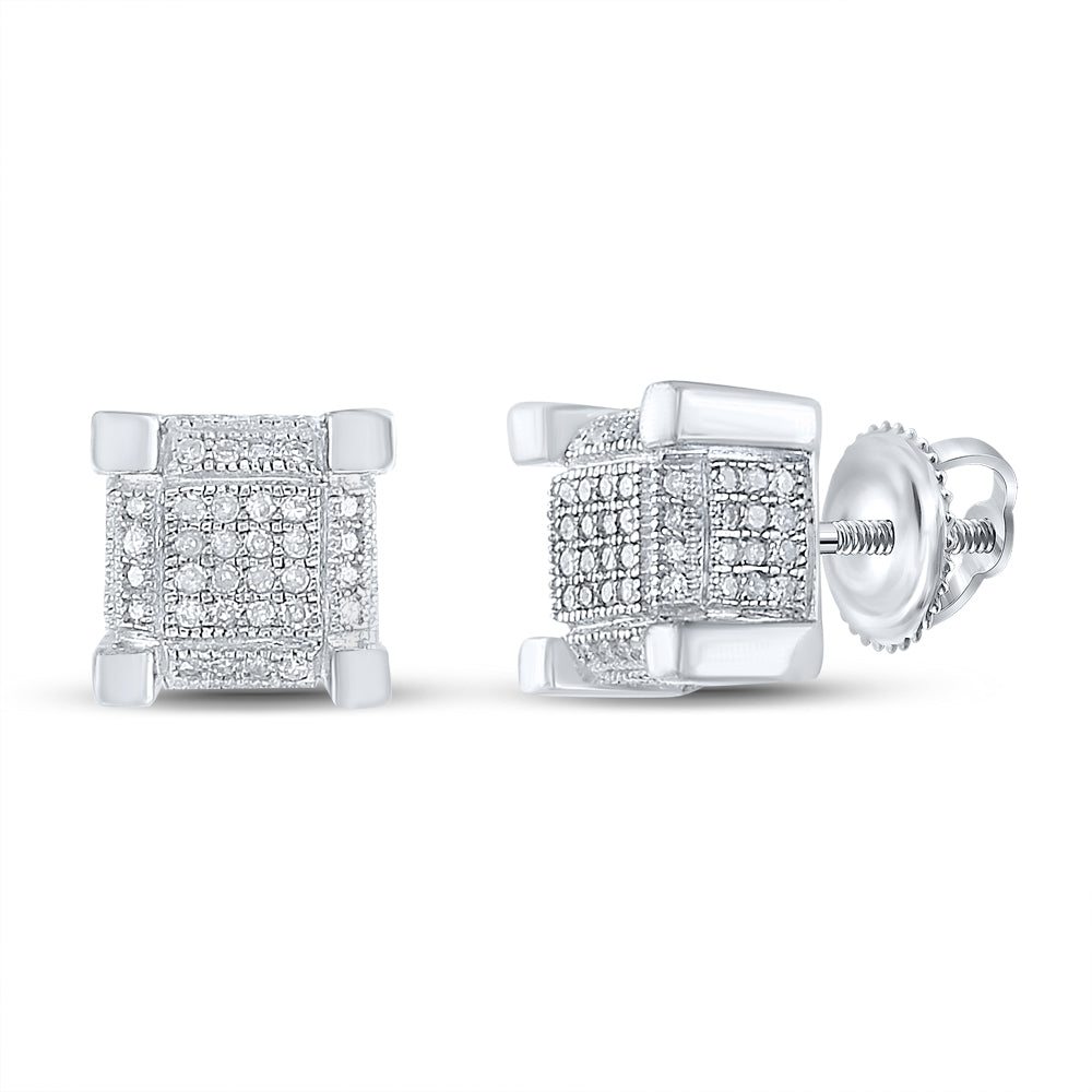 Sterling Silver 1/2Ct-Dia Micro-Pave Earrings (3.57 grams)