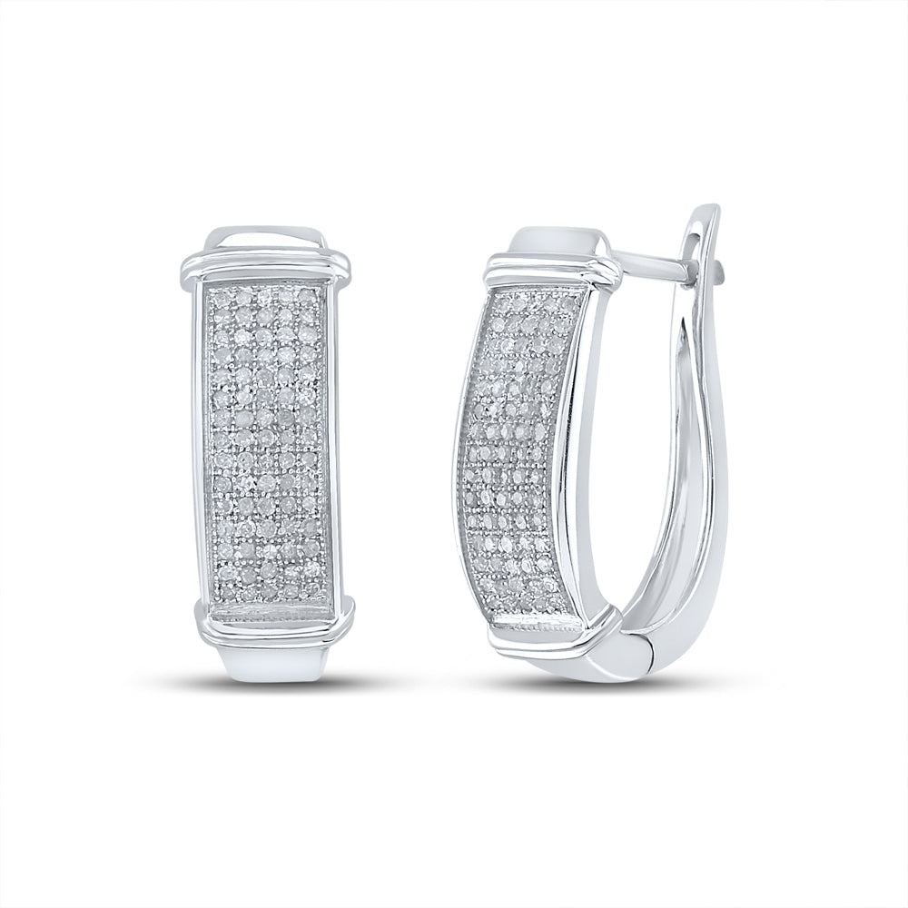 Sterling Silver 1/2Ct-Dia Micro-Pave Hoops (5.81 grams)