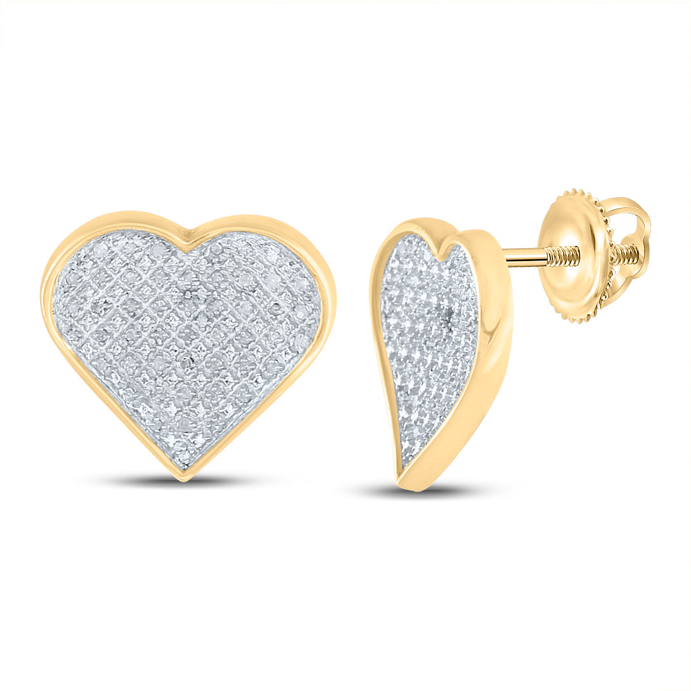 Yellow-Tone Sterling 1/4Ct-Dia Heart Earrings (3.46 grams)