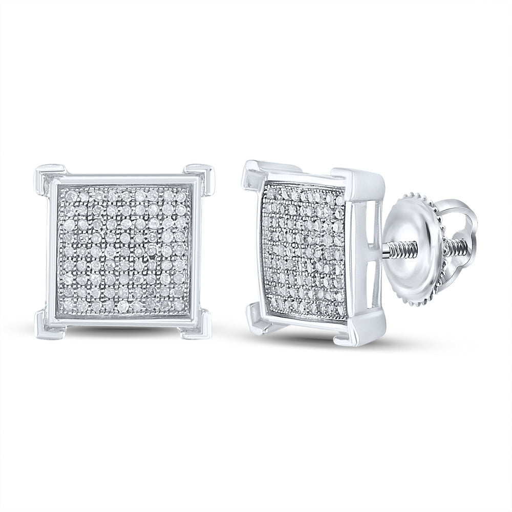 Sterling Silver 1/2Ct-Dia Micro-Pave Earrings (3.97 grams)