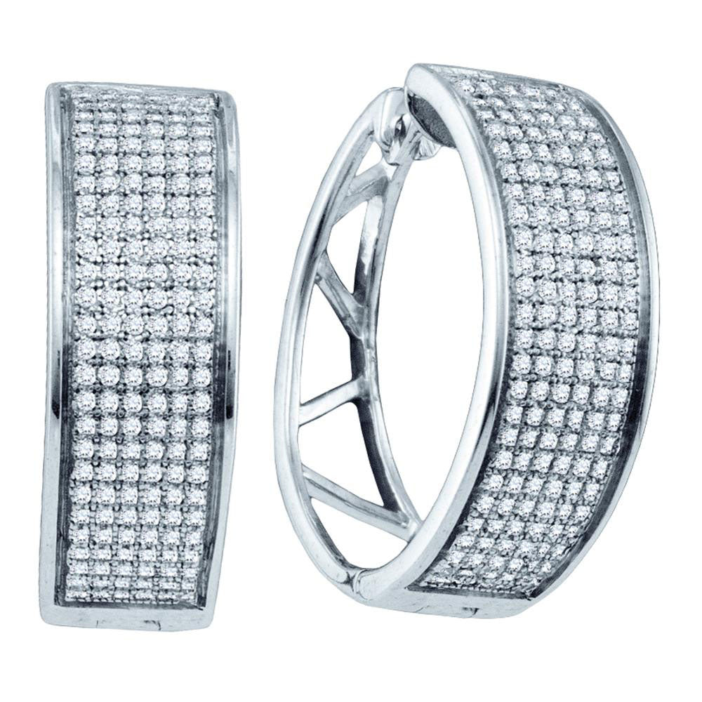 Sterling Silver 7/8Ct-Dia Micro-Pave Earrings (6.58 grams)