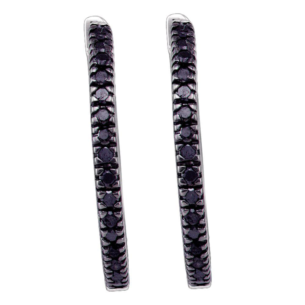 Sterling Silver 1/2Ct-Dia Micro-Pave Black Earrings (3.23 grams)