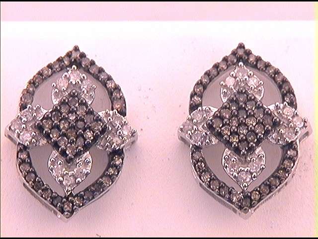 Sterling Silver 1/2Ct-Dia Brown  Earring