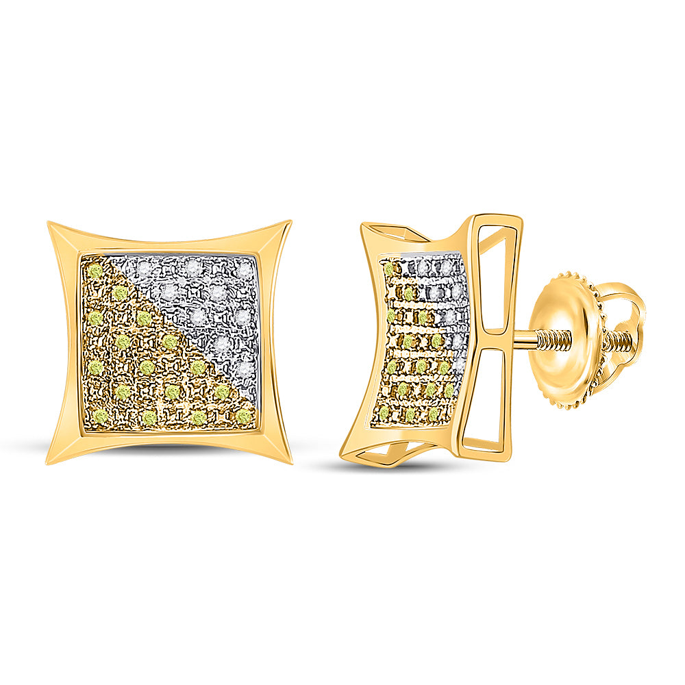 Yellow-Tone Sterling 1/6Ct-Dia Micro-Pave Earring (2.62 grams)