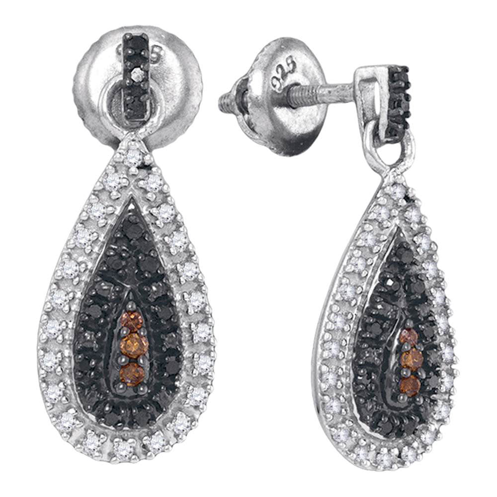 Sterling Silver 1/3Ct-Dia Brown  Earring