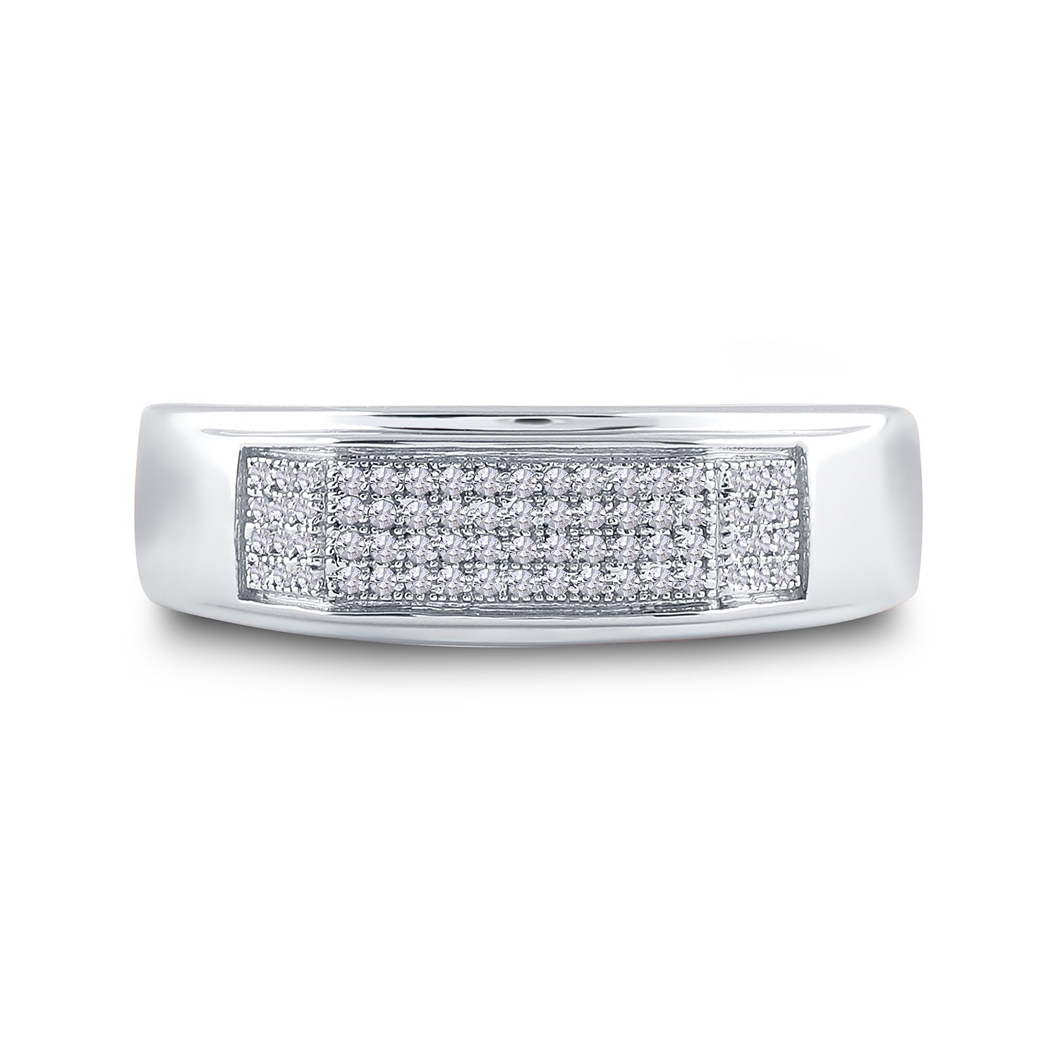 Sterling Silver 1/5Ct Diamond Gift Micro-Pave Mens Band (3.67 grams)