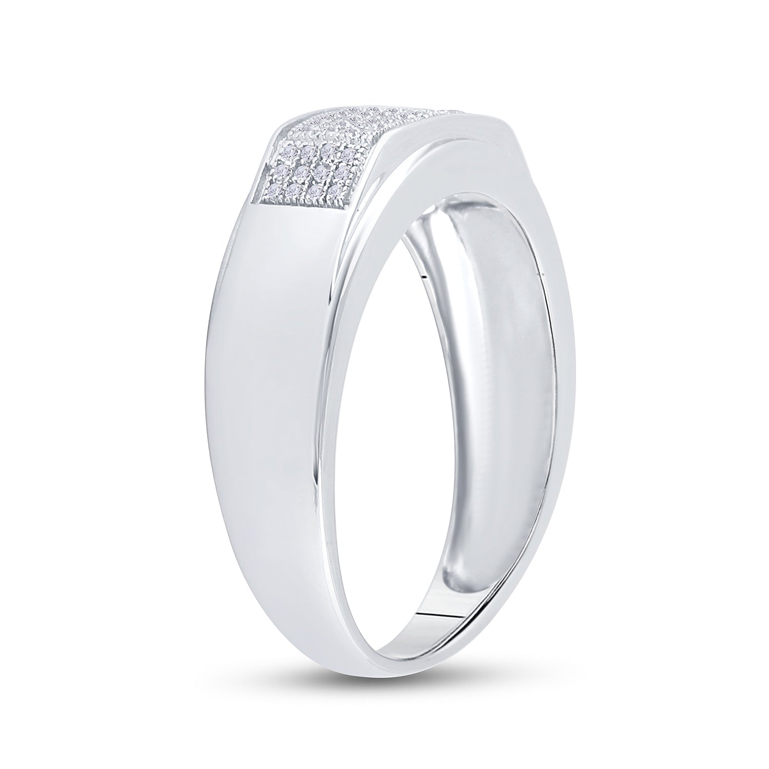 Sterling Silver 1/5Ct Diamond Gift Micro-Pave Mens Band (3.67 grams)