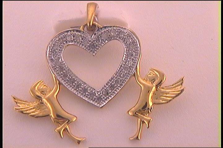 Sterling Silver 1/10Ctw-Dia Micro-Pave Gift Heart Pendant (0.85 grams)