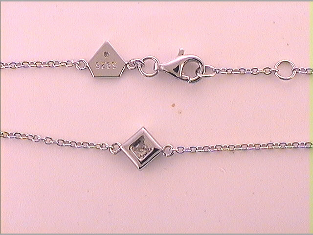 Sterling Silver 1/20Ct-Dia Cn Ladies Princess Bracelet (1.39 grams)