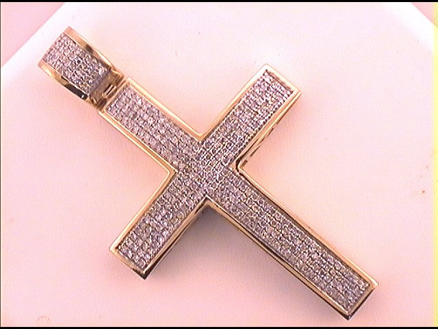 Sterling Silver 1 Ctw-Dia Cross Mens Charm (6.73 grams)