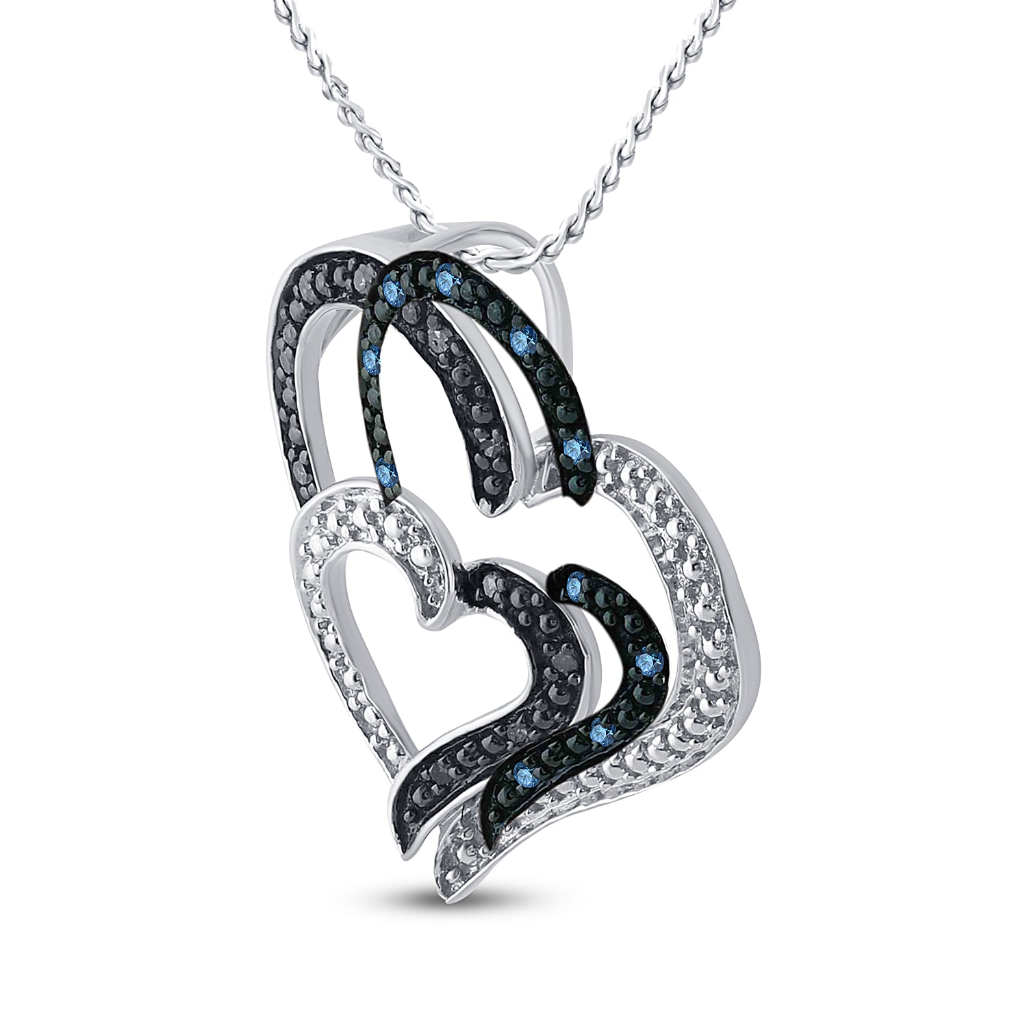 1/20Ctw-Dia Gift Heart  Blue Pendant (1.33 grams)