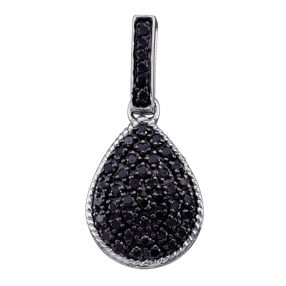 Sterling Silver 3/4Ct-Dia Black Diamond Pendant (1.93 grams)