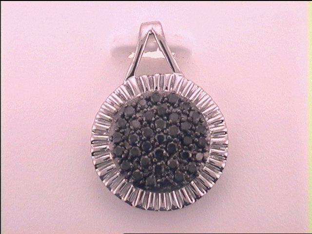 Sterling Silver 1/2Ct-Dia Black Diamond Circle Pendant (2 grams)