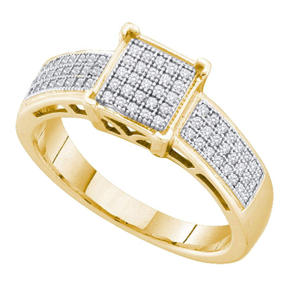 Yellow-Tone Sterling 1/5Ct-Dia Micro-Pave Ring