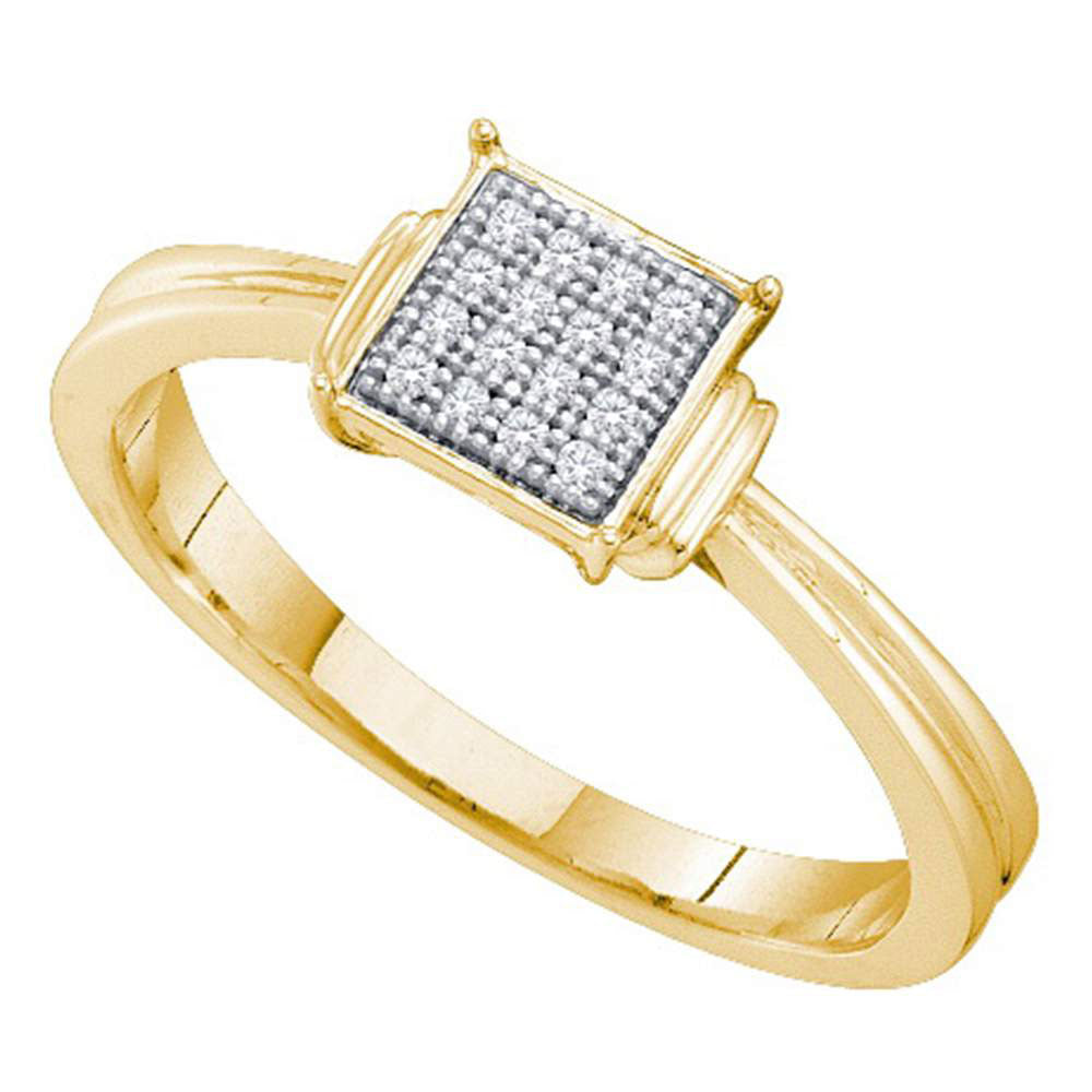 Yellow-Tone Sterling 1/20Ct-Dia Micro-Pave Ring