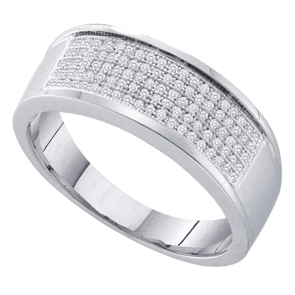 Sterling Silver 1/3Ct Diamond Gift Micro-Pave Mens Band (4.09 grams)