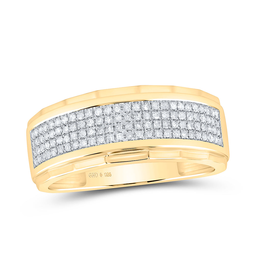 Yellow-Tone Sterling 1/3Ct Diamond Gift Micro-Pave Mens Band (5.25 grams)