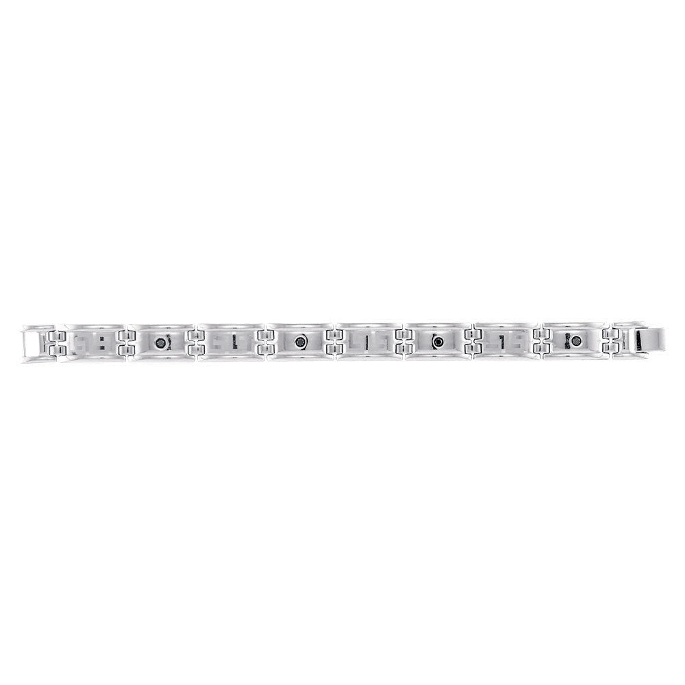 10Kt White Gold 1/2Ctw-Dia Stainless Steel Bracelet (47.29 grams)