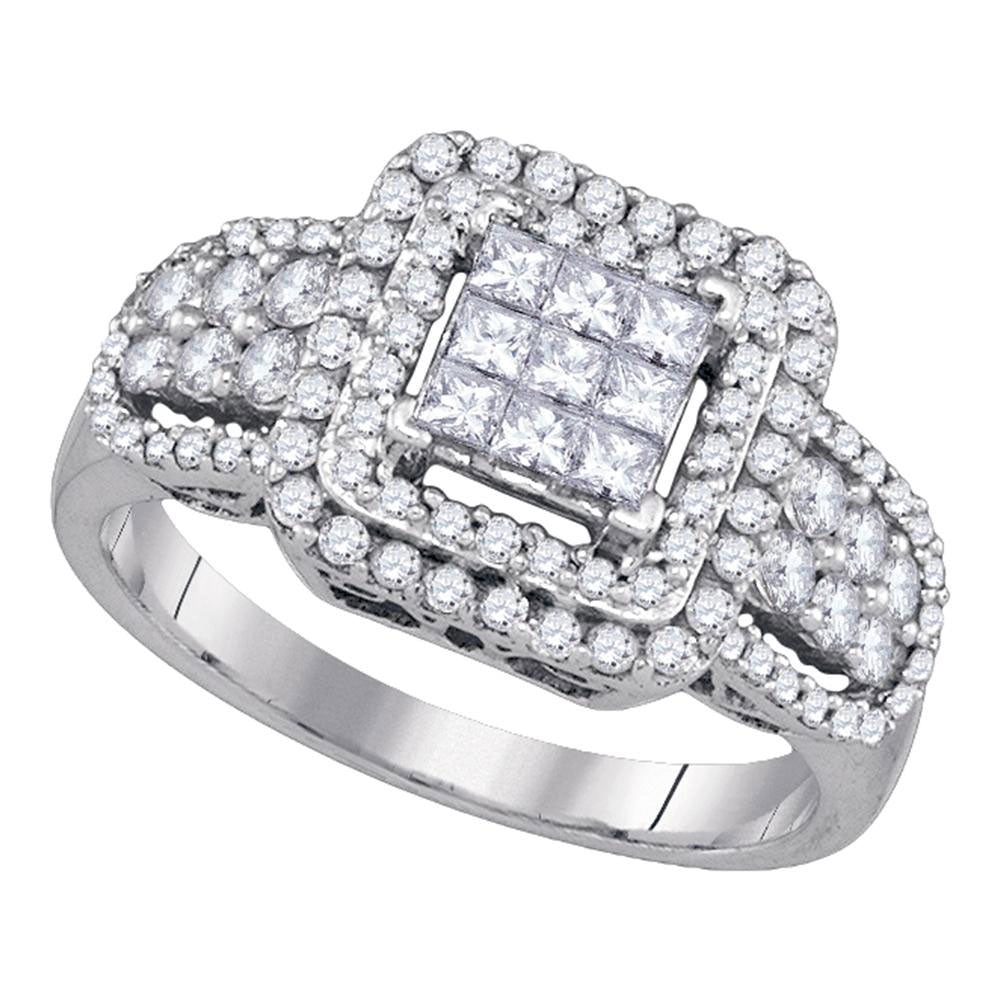 14Kt White Gold 1 Ctw-Dia Invisible Bridal Tessera Ring (4.86 grams)