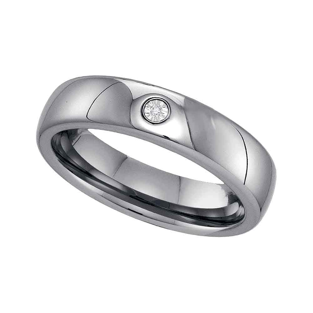 Tungsten Carbide Diamond Tungsten Mens Band-S13.5 (1 grams)