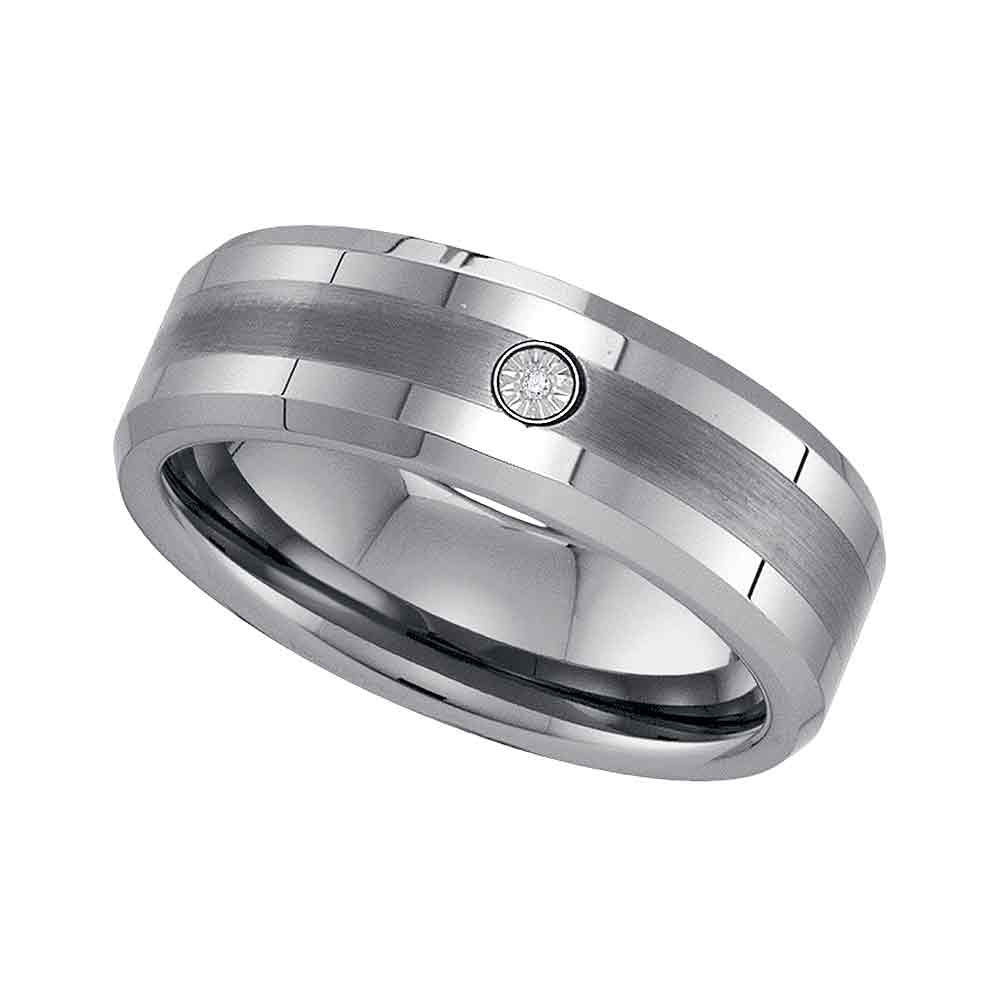 Tungsten Carbide Diamond Tungsten Mens Band-S14 (1 grams)