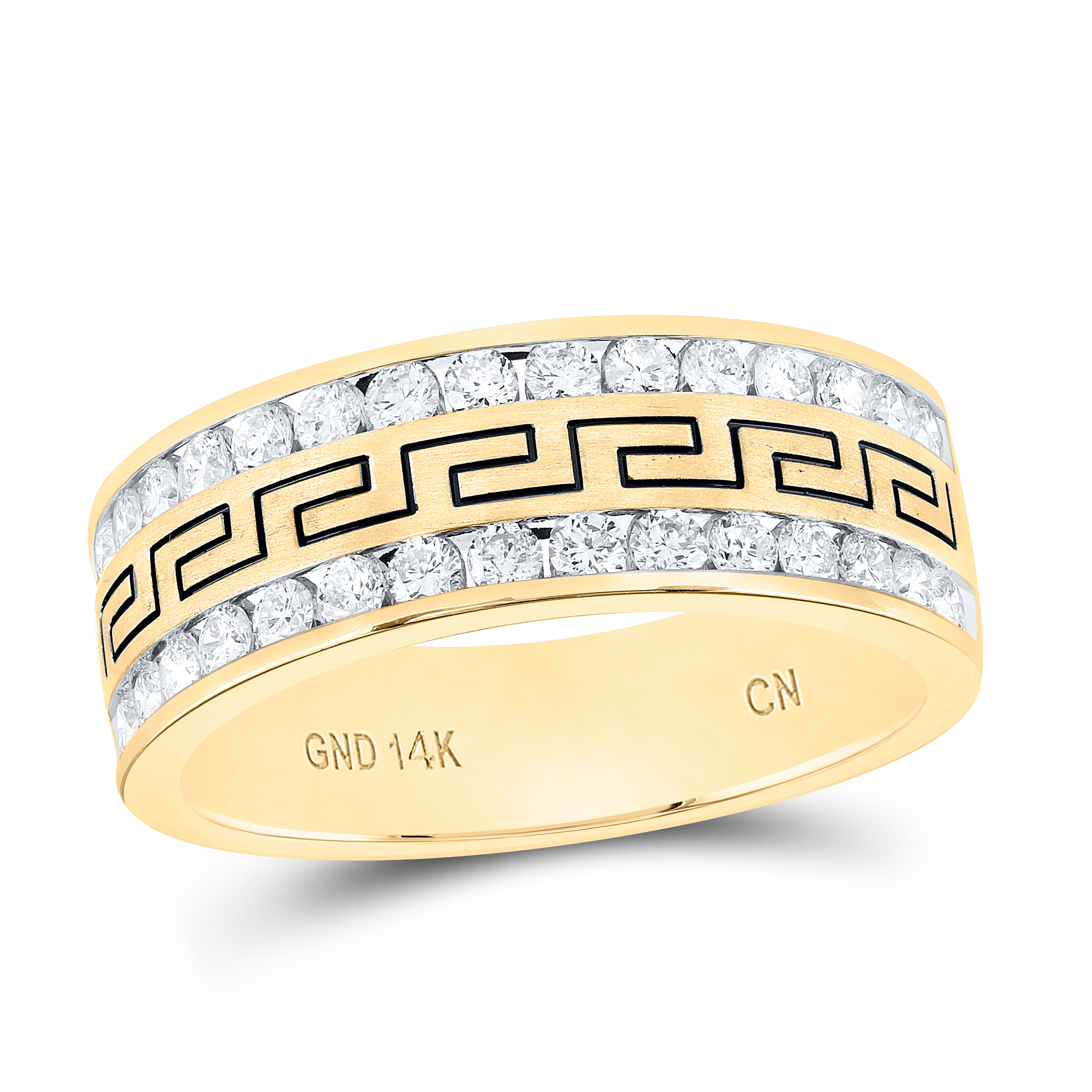 14Kt Yellow Gold 1 Ctw Diamond Accuset Mens Band (8.59 grams)