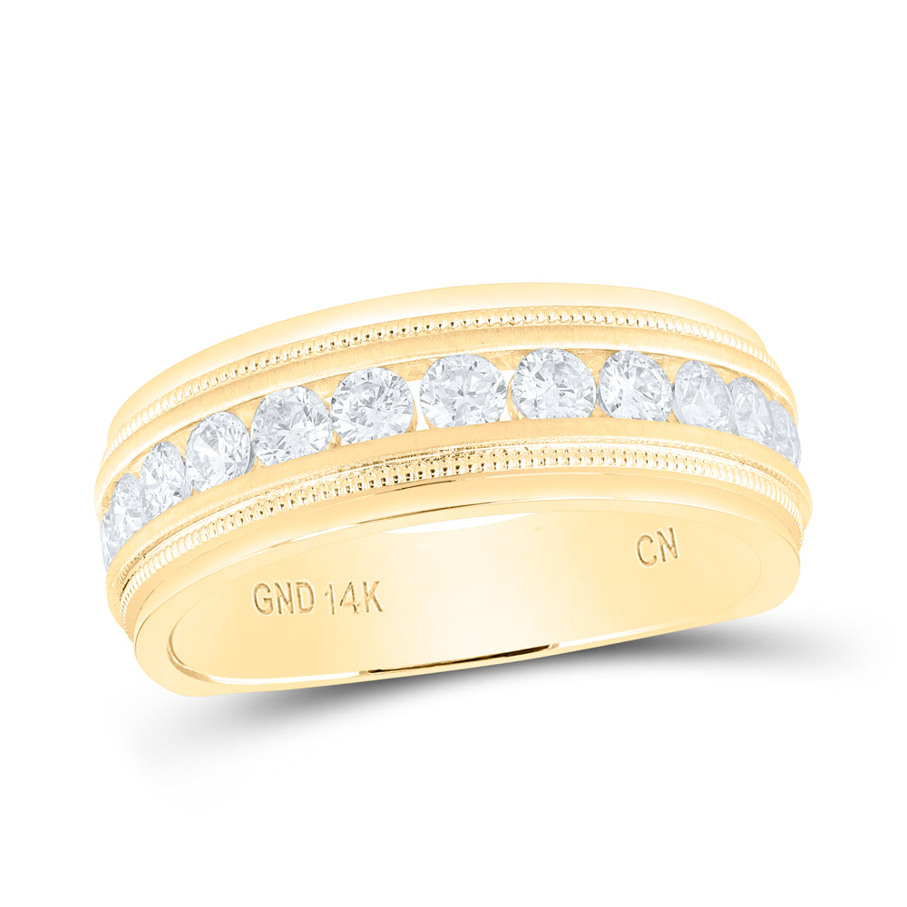 14Kt Yellow Gold 1 Ctw Diamond Accuset Mens Band (8.66 grams)