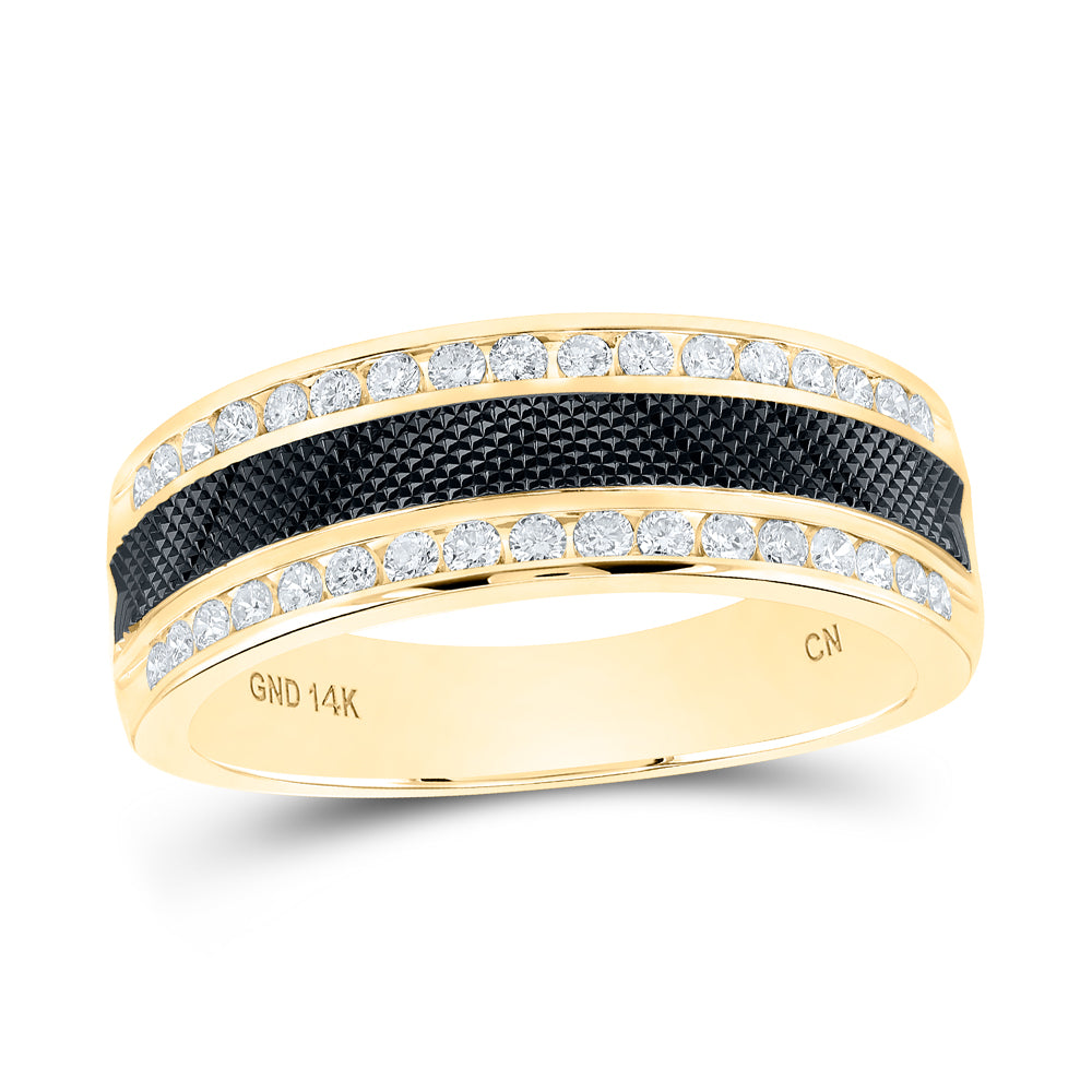 Gold Band Wedding Ring 1/2 Cttw Round Natural Diamond Mens (7.96 grams)