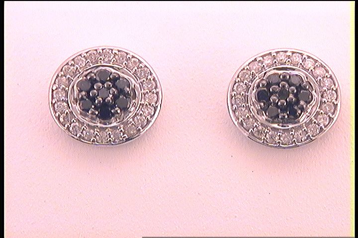 Sterling Silver 3/8Ctw-Dia Cn Black Diamond Round Earring
