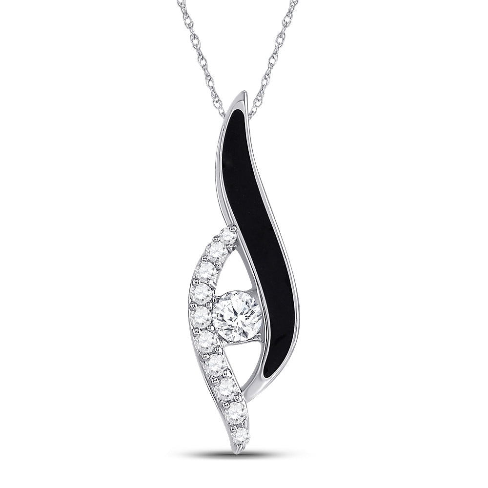 14Kt White Gold 1/3Ctw-Dia Black Diamond Pendant (1.84 grams)