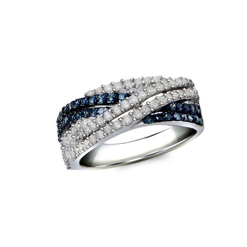 Sterling Silver 1/2Ct Diamond Fashion Blue Band (3.5 grams)