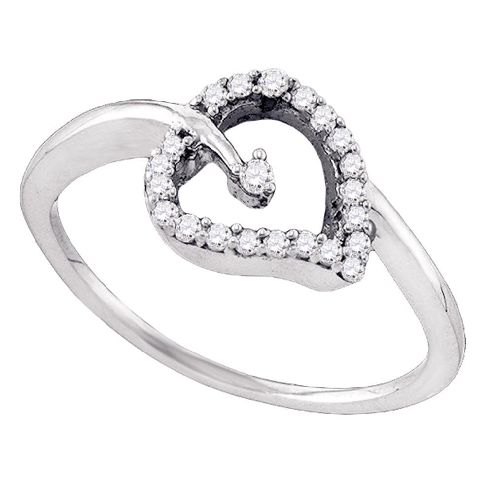 10Kt White Gold 1/6Ct-Dia Fashion Heart Ring (1.48 grams)