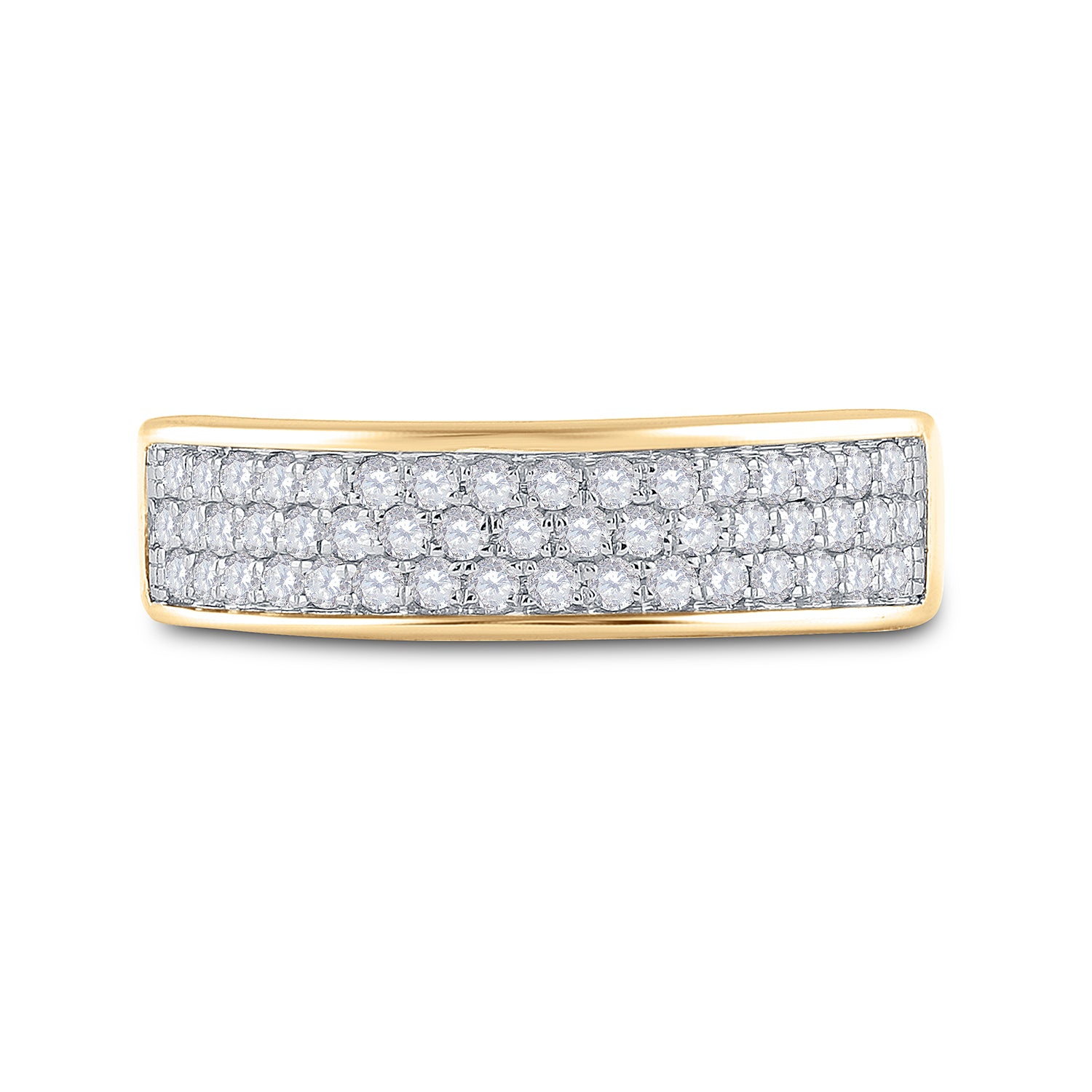 Gold Pave Band Ring 1/2 Cttw Round Natural Diamond Womens (2.52 grams)