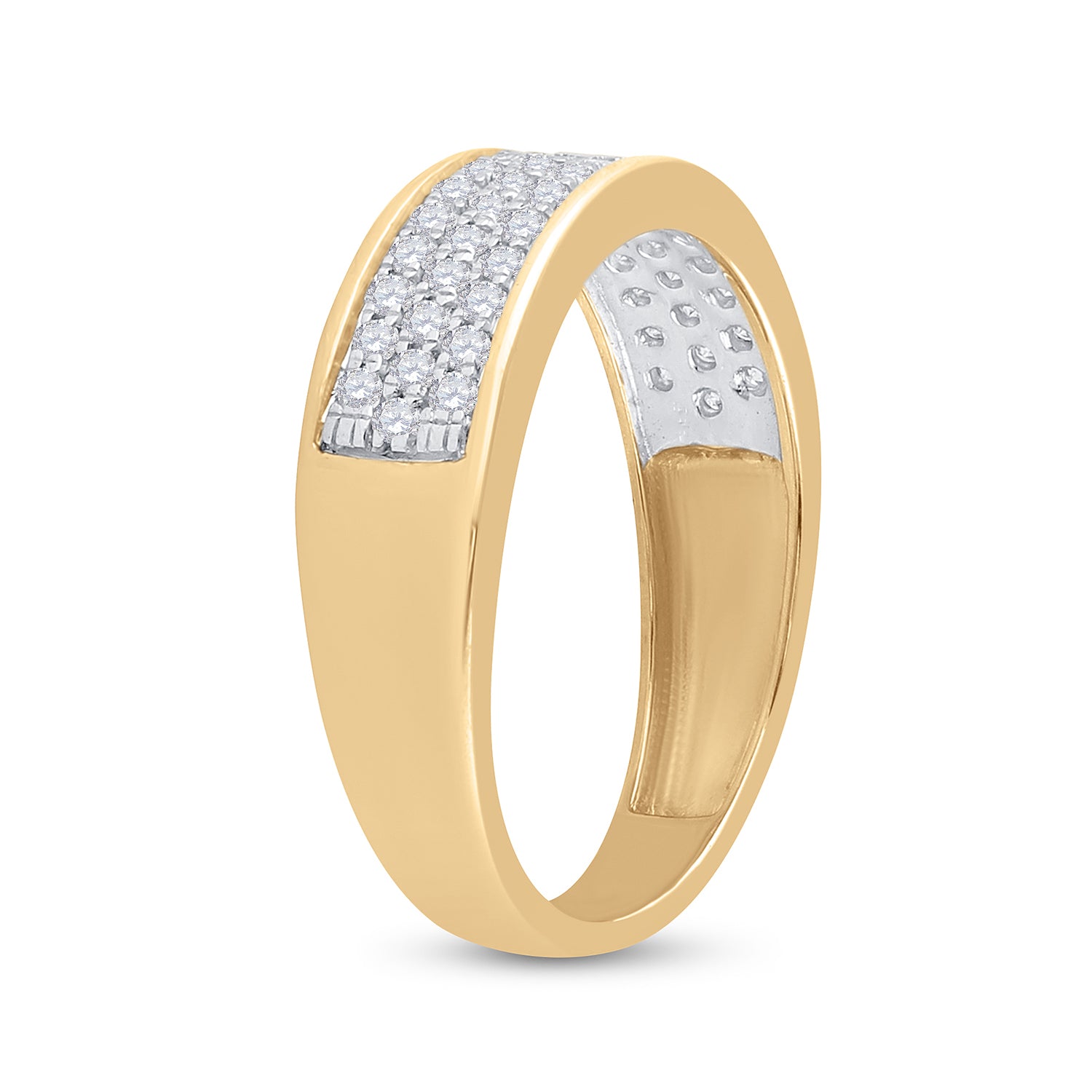 Gold Pave Band Ring 1/2 Cttw Round Natural Diamond Womens (2.52 grams)