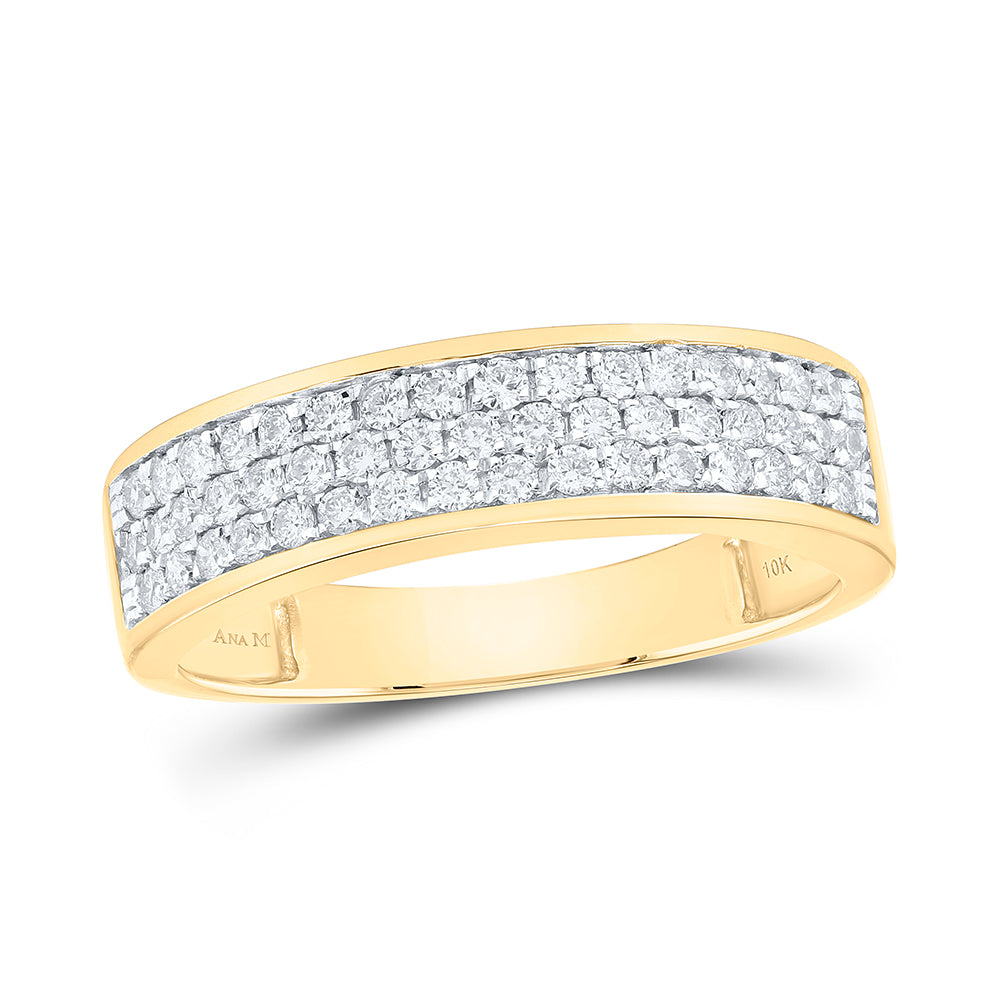 Gold Pave Band Ring 1/2 Cttw Round Natural Diamond Womens (2.52 grams)