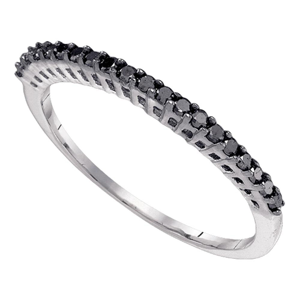 10Kt White Gold 1/4Ctw-Dia Black Diamond Ring-S5 (1.16 grams)