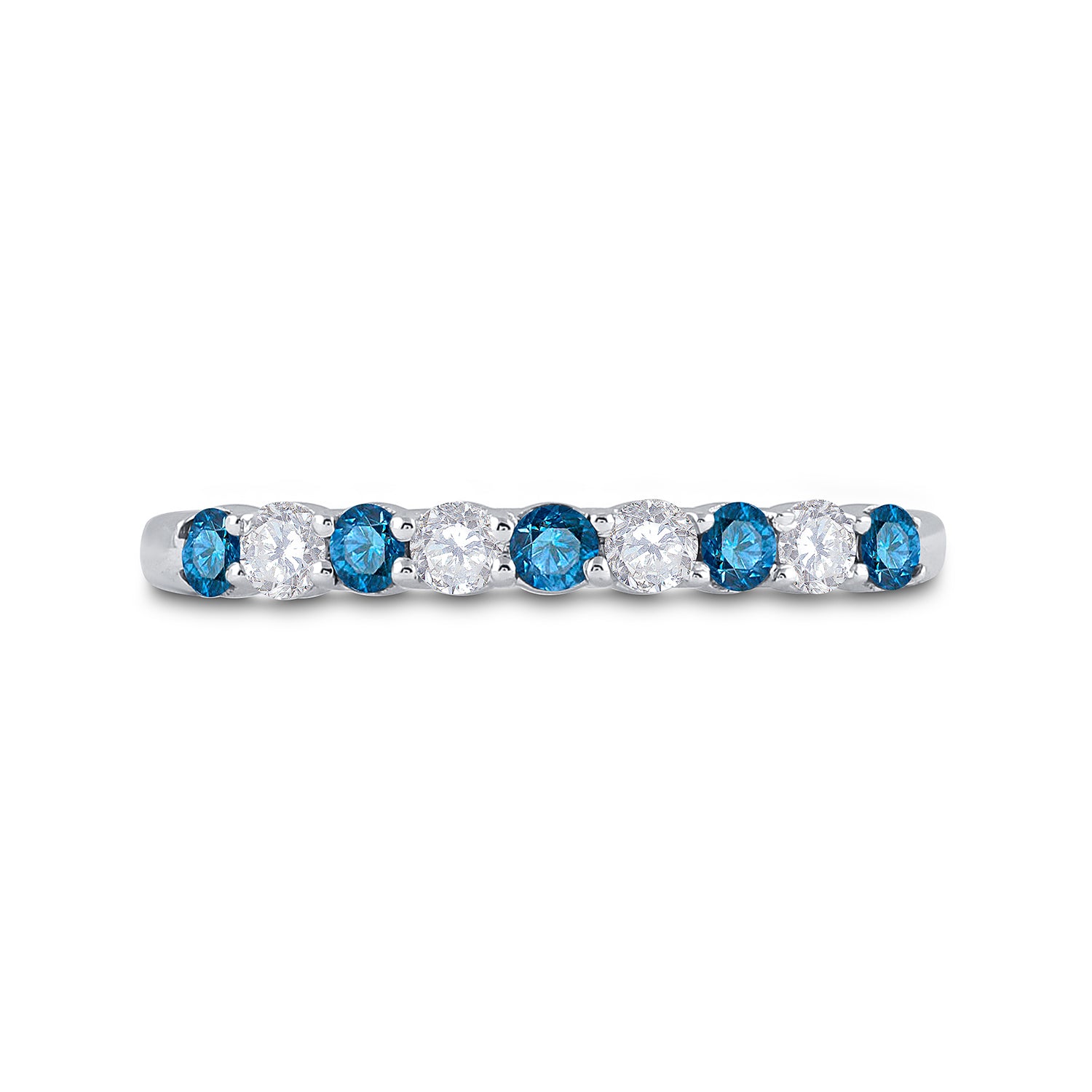 10Kt White Gold 1/2Ctw Diamond Fashion Blue Band (1.55 grams)