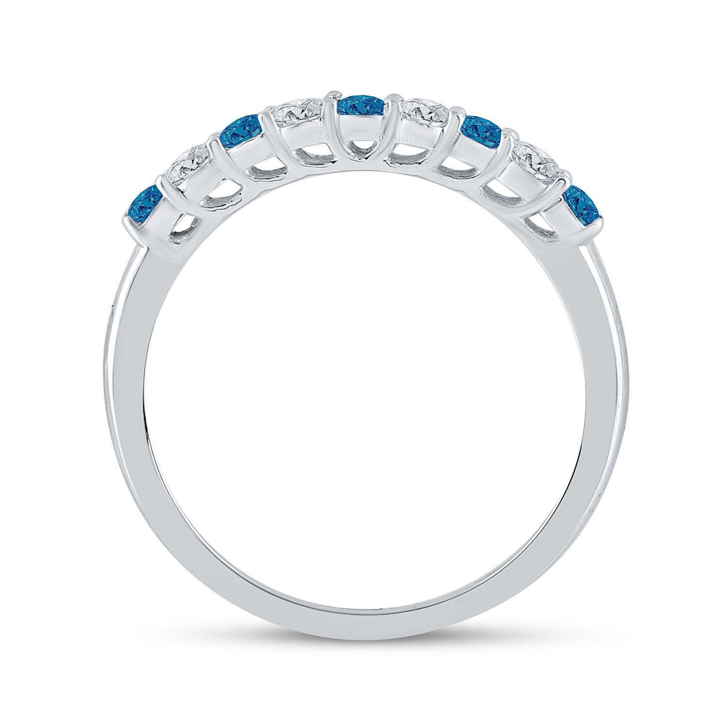 10Kt White Gold 1/2Ctw Diamond Fashion Blue Band (1.55 grams)