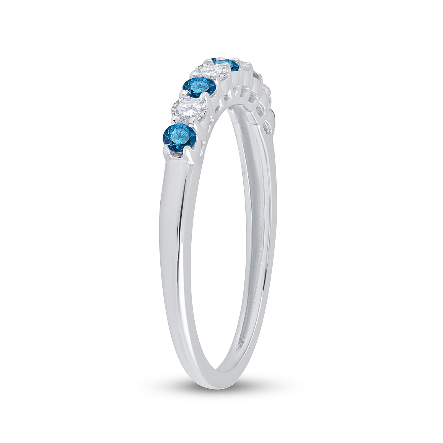 10Kt White Gold 1/2Ctw Diamond Fashion Blue Band (1.55 grams)