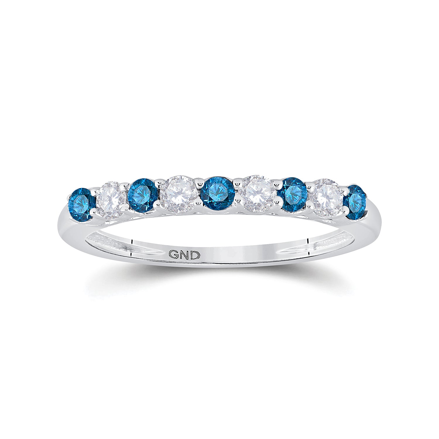 10Kt White Gold 1/2Ctw Diamond Fashion Blue Band (1.55 grams)