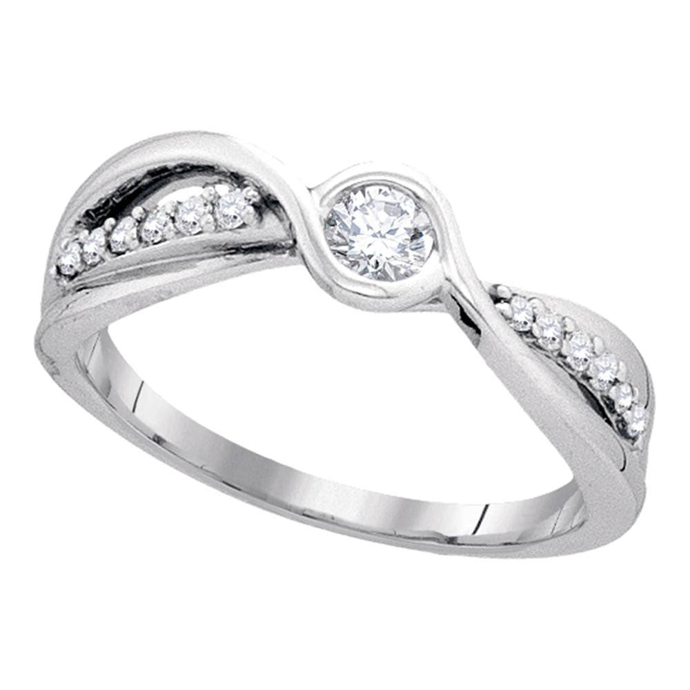 10Kt White Gold 1/3Ctw-Dia 1/5Ct-Crd Engagement Ring