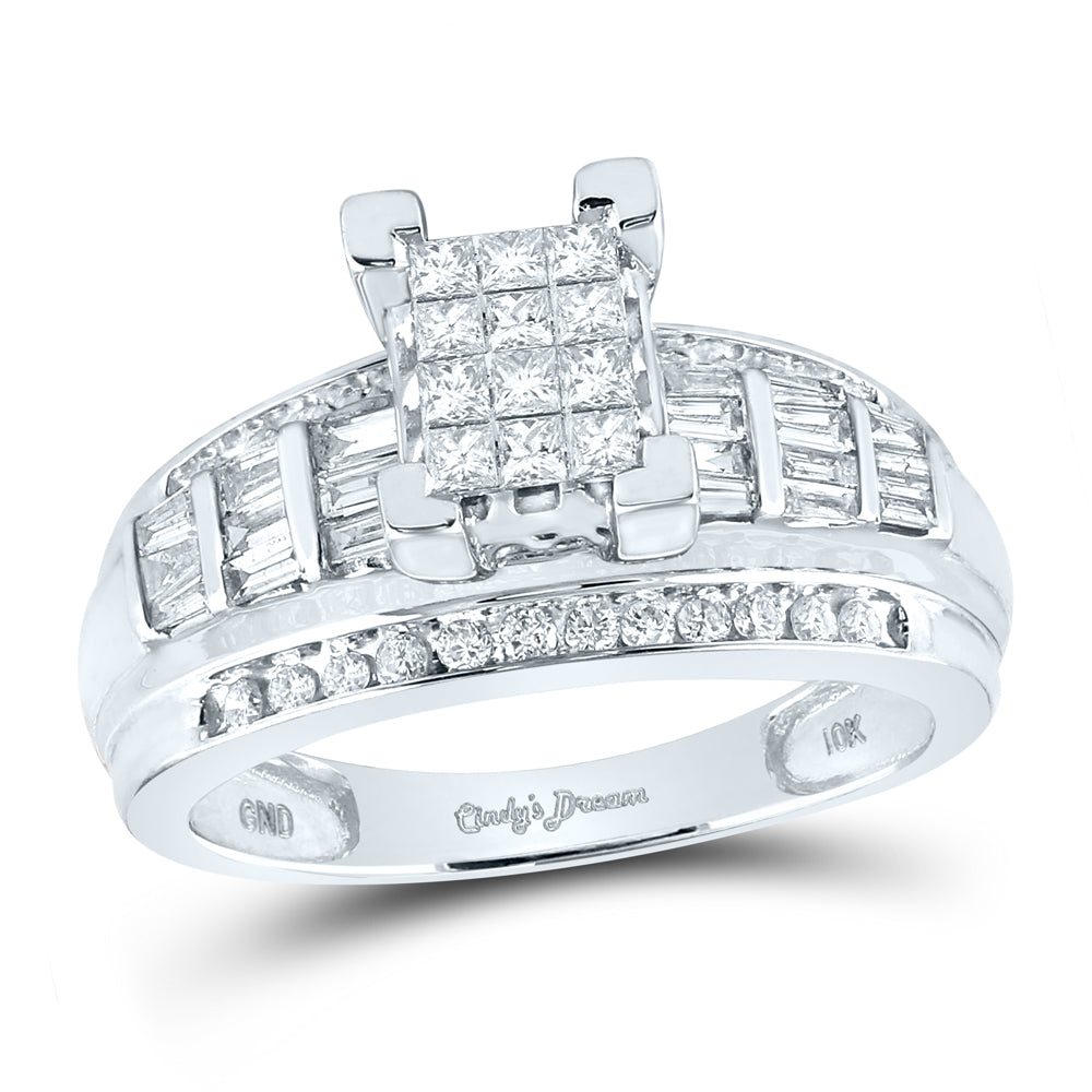 10Kt White Gold 7/8Ct-Dia Cindy Ring S-9 (4.92 grams)