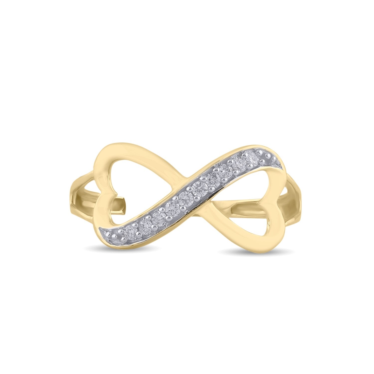 Gold Infinity Ring 1/10 Cttw Round Natural Diamond Womens (1.51 grams)