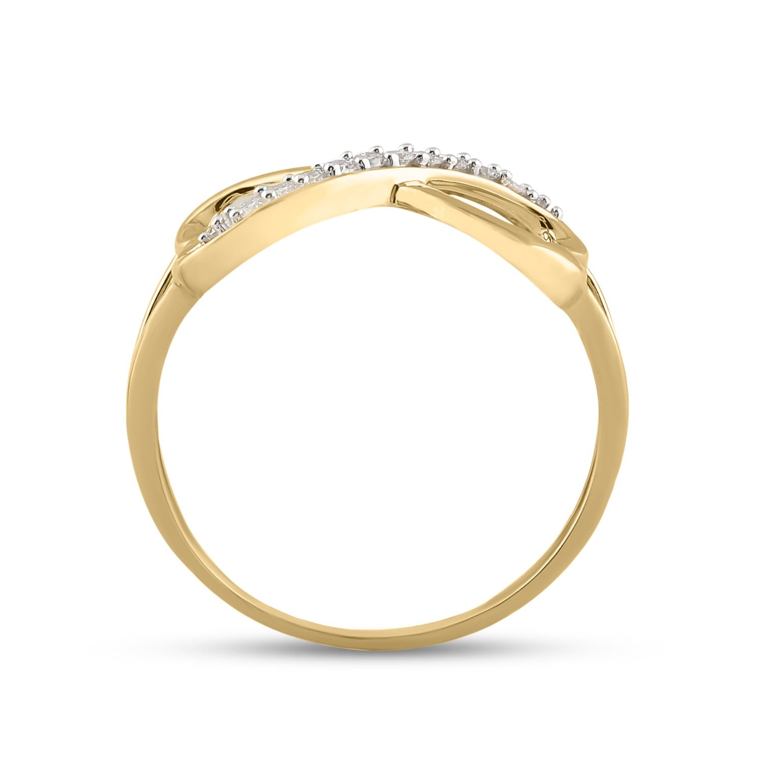 Gold Infinity Ring 1/10 Cttw Round Natural Diamond Womens (1.51 grams)