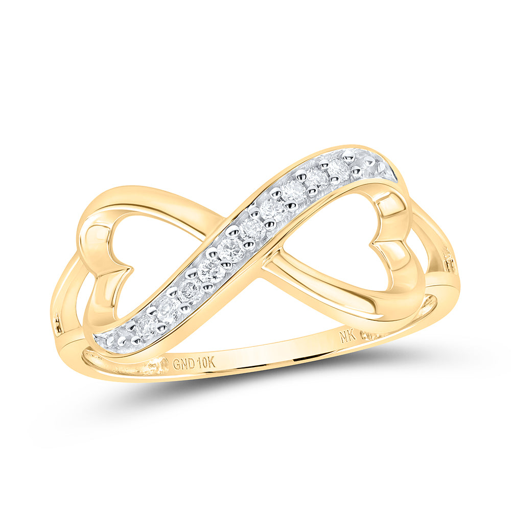 Gold Infinity Ring 1/10 Cttw Round Natural Diamond Womens (1.51 grams)
