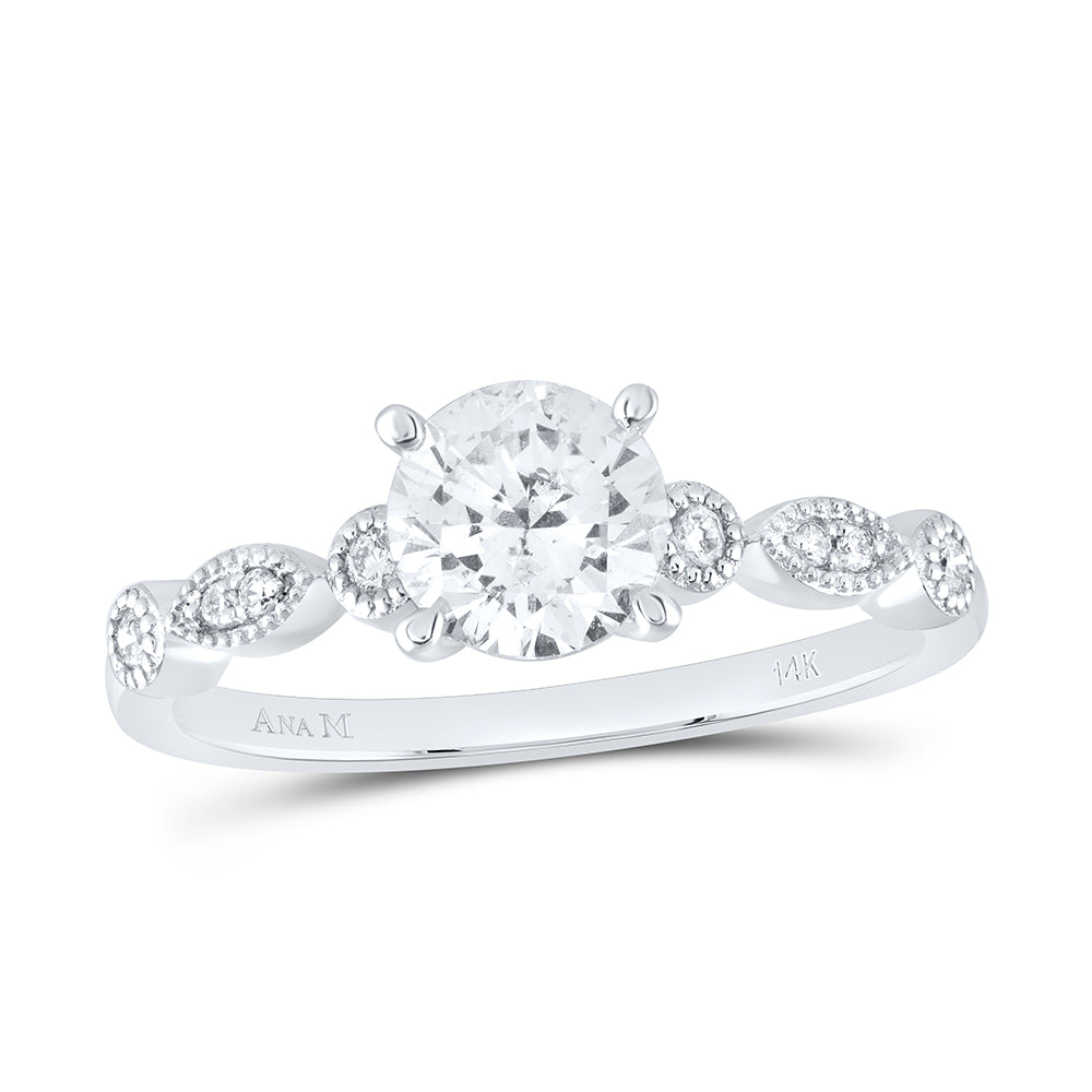 14Kt White Gold 1Ctw-Dia 1Ct-Crd Engagement Ring (2.52 grams)