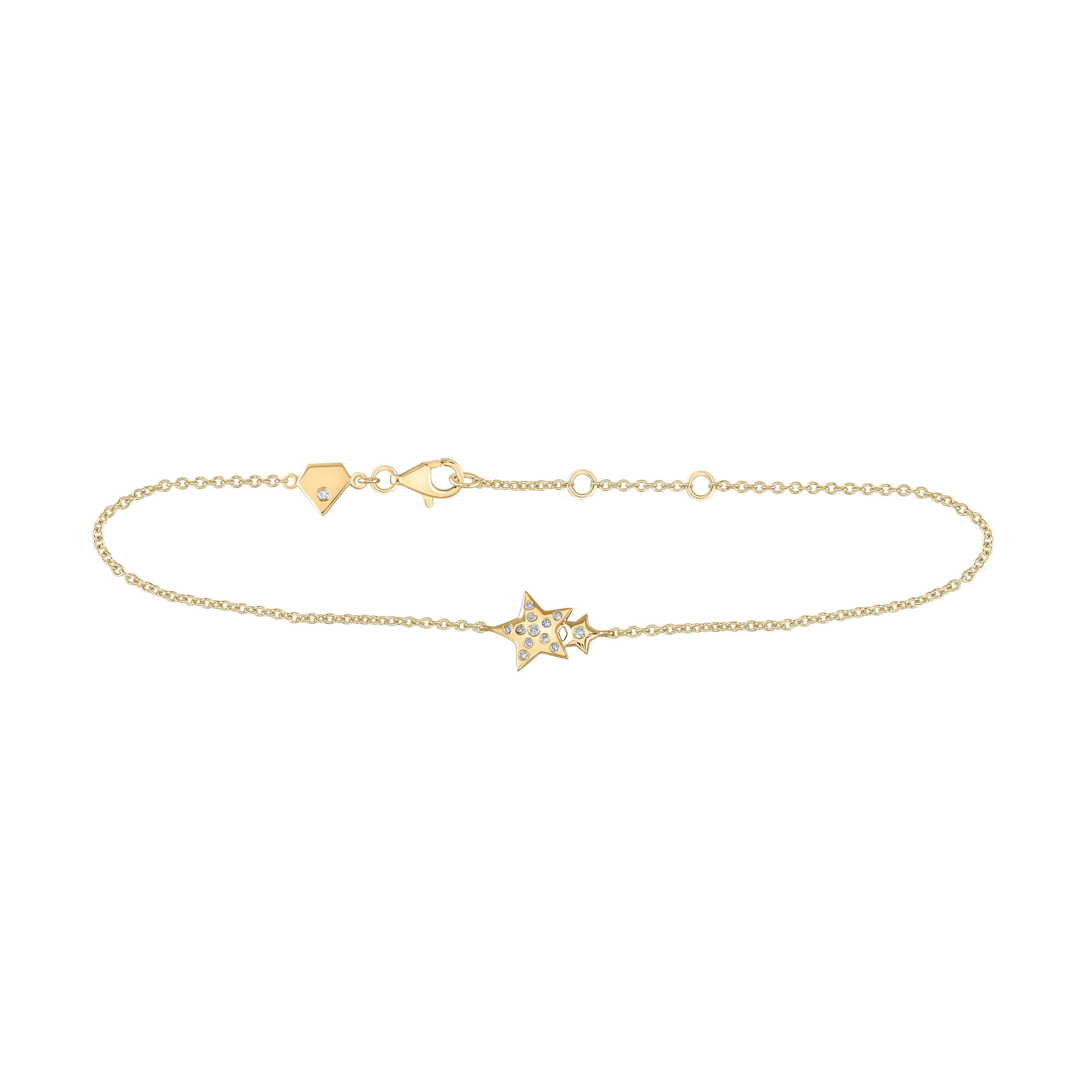 Yellow-Tone Sterling 1/20Ctw-Dia Cn Double Star Bracelet (1.6 grams)