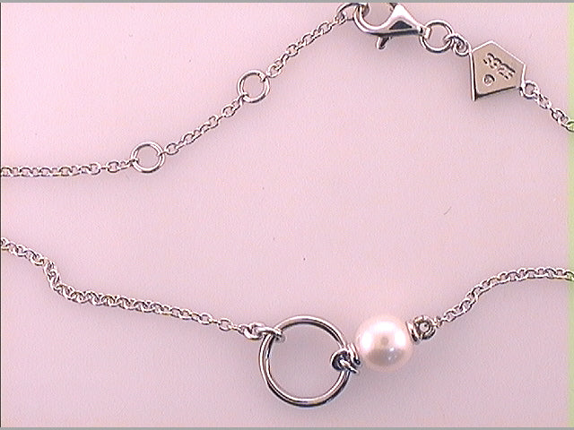 Sterling Silver 1 1/4Ctw-Dia Cn -Large Pearl Bracelet
